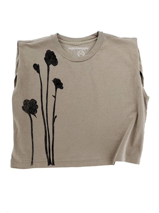 Supermaggie @ Faire - Shadow Flowers Maisie Heavyweight Muscle Tee: Off White / Sm