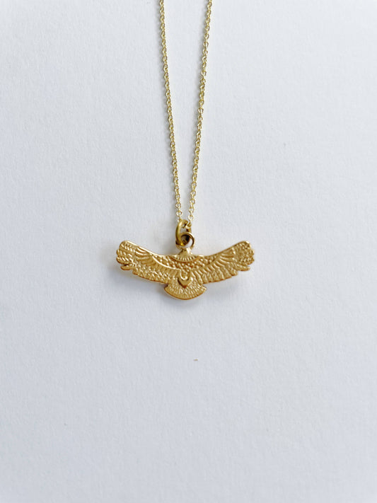 GeoMetricGem - Eagle Wings Necklace ~ Gold Plated Stainless Steel