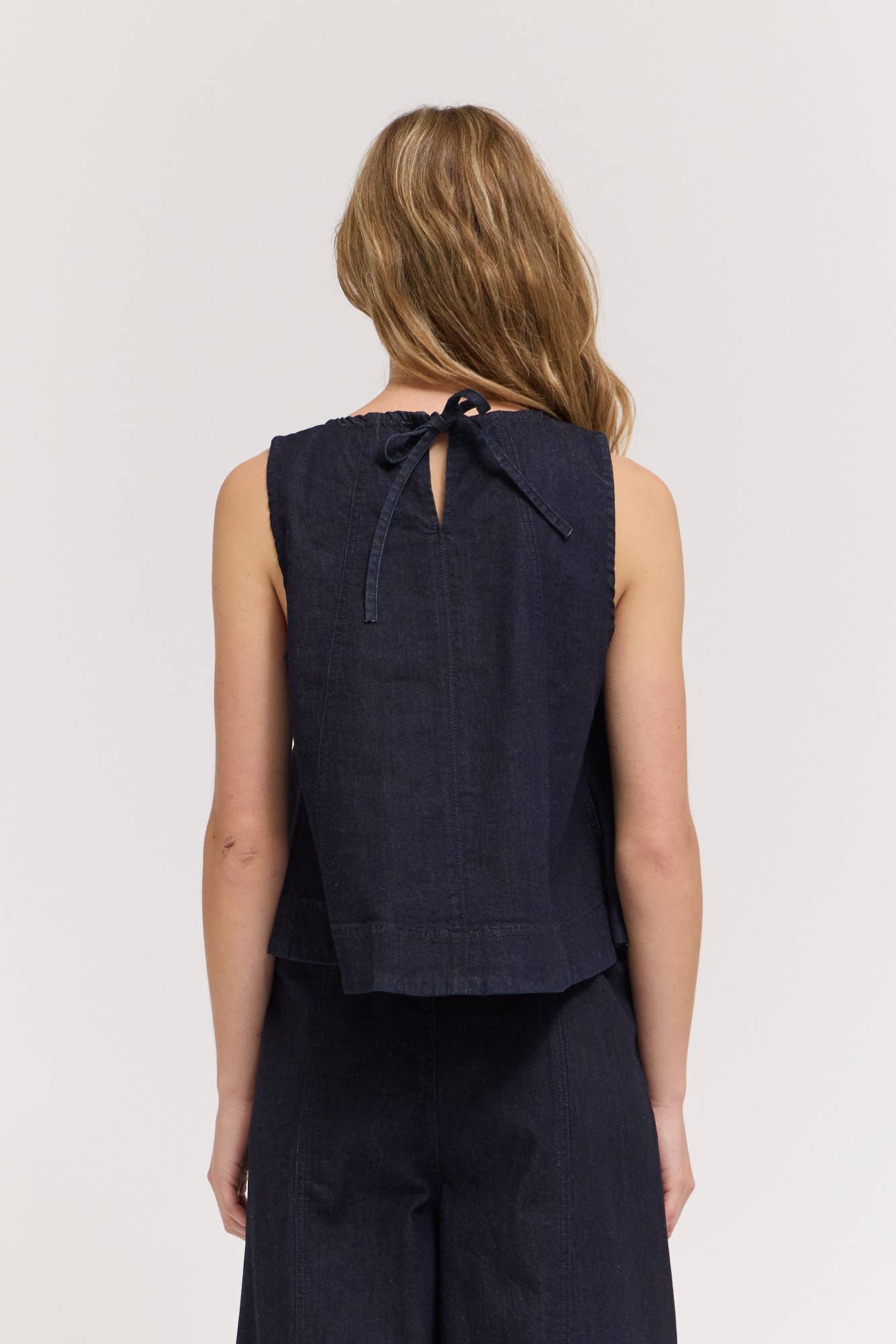Grade & Gather - 42175BD - DENIM FLARE TANK: DEEP INDIGO / Contemporary / SMALL