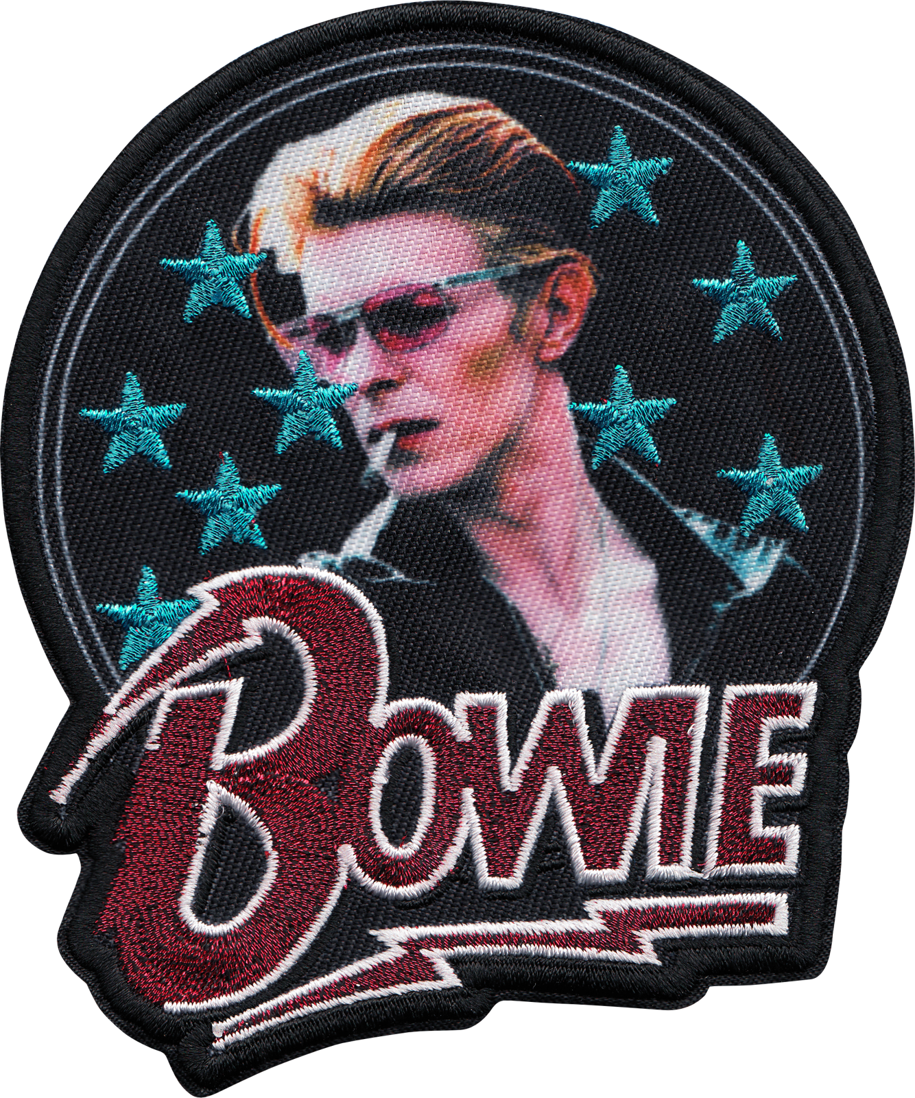 Square Deal Recordings & Supplies - Patch - David Bowie - Smoking GLITTERY - 1970s Rock Music