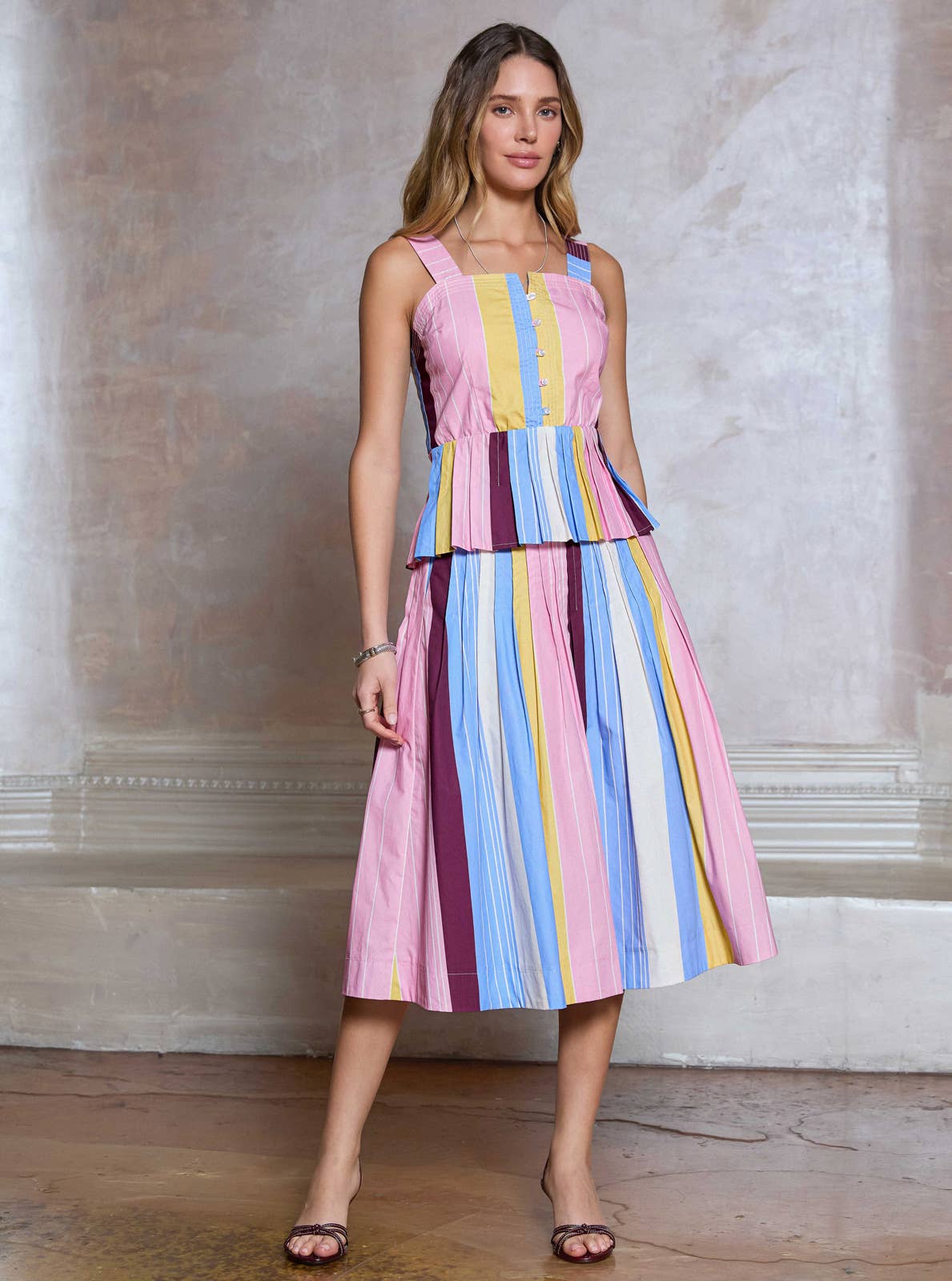 Current Air - Cotton Striped Sleeveless Top: Multi / XS