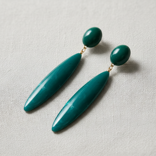 paperln - Emerald Teardrop Long Earrings