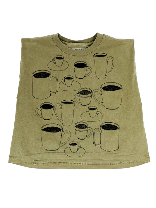 Supermaggie @ Faire - Coffee Cups Maisie Heavyweight Muscle Tee: Off White / Lg