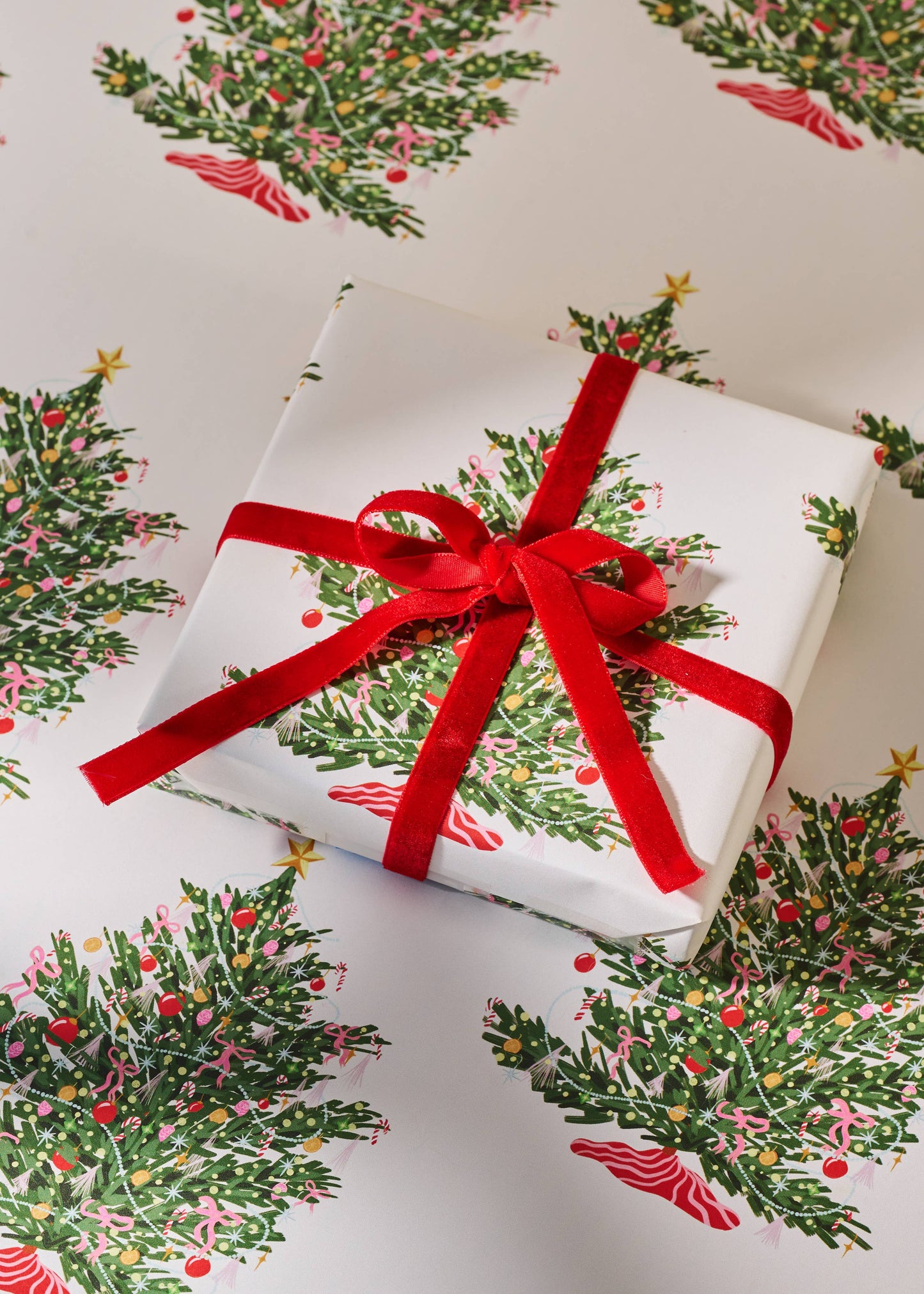 One & Only Paper - Christmas Tree Toffee Stripe Double Sided Wrap | 3 Sheets