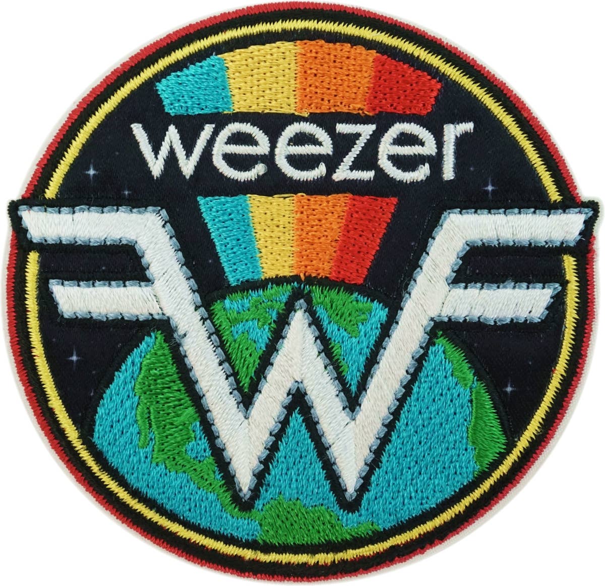 Square Deal Recordings & Supplies - Patch - Weezer - Rainbow Earth Logo 3.13" 1990s Music Band