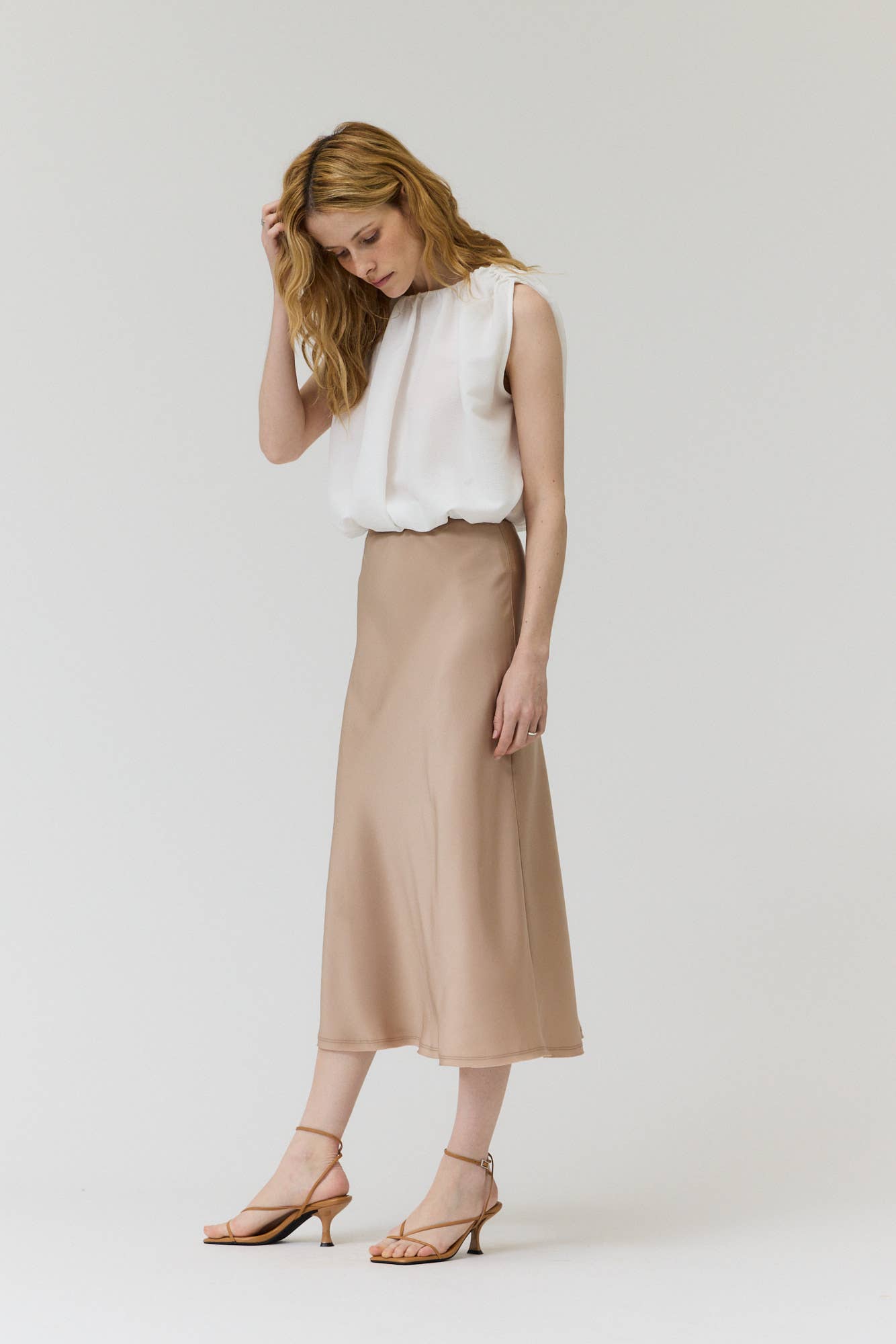 Grade & Gather - 50685 - SATIN MERMAID FIT SKIRT: BLUE DUSK / Contemporary / MEDIUM