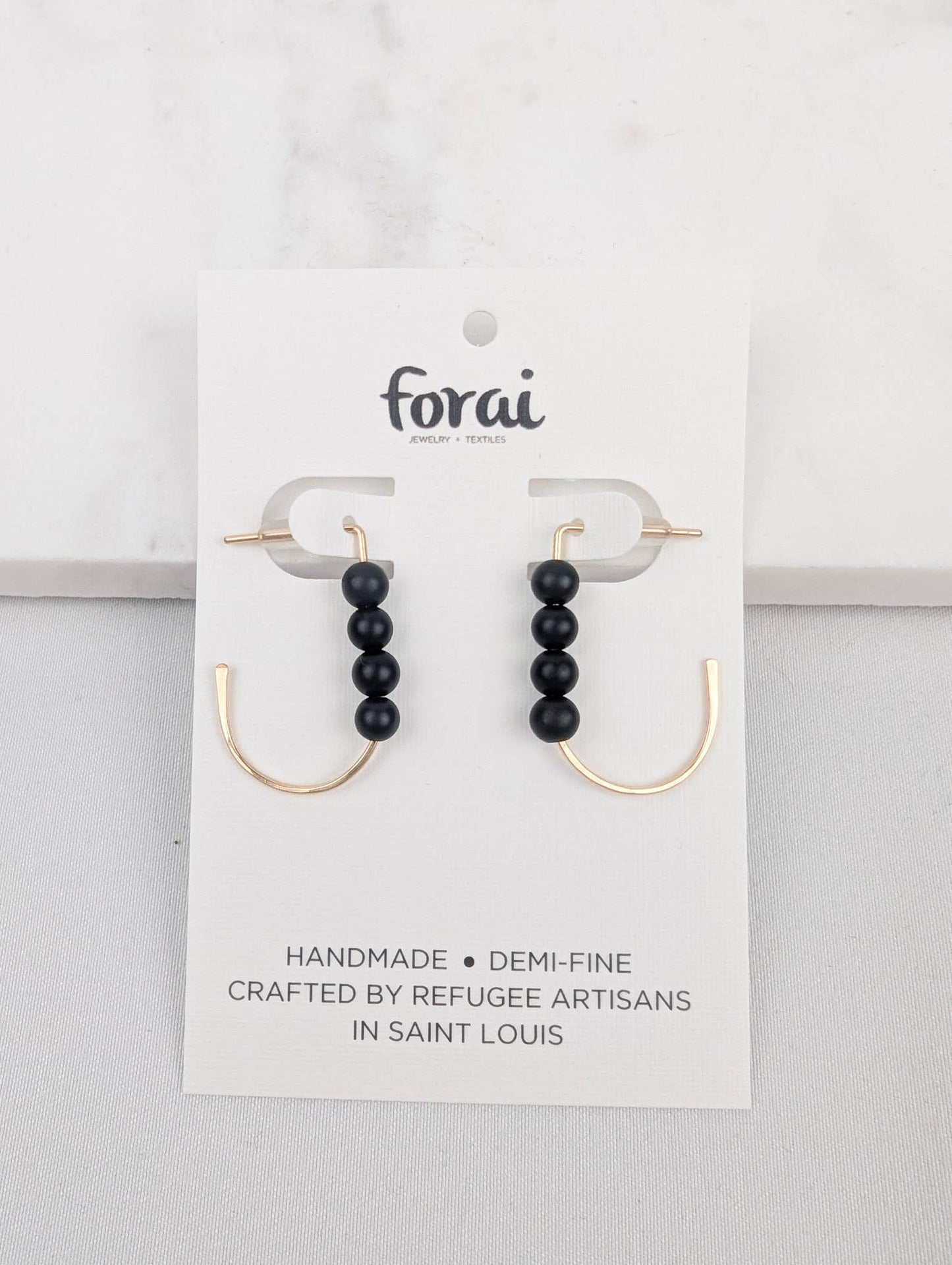 Forai - Jordan Black Onyx Beaded Earrings in 14 Karat Gold Filled