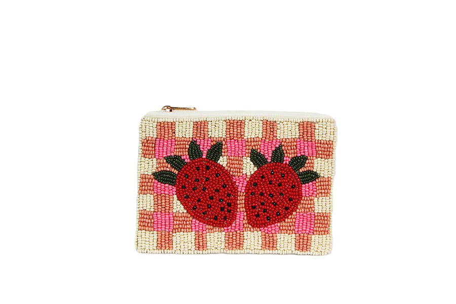 Nima Accessories Inc - Pair of Strawberries Beaded Coin Purse