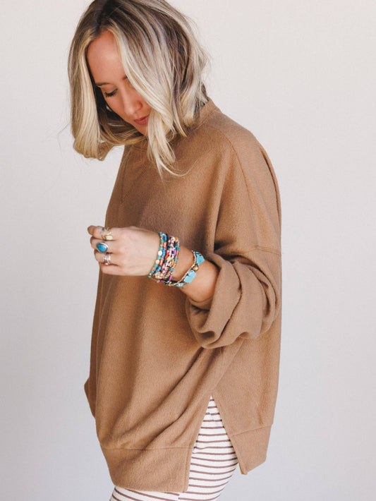 Three Bird Nest - Brayden Oversized Pullover - Camel: Camel / L