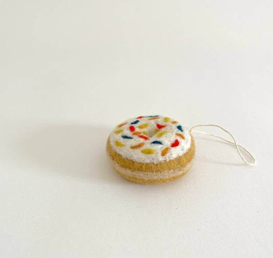 PetitFelts - White Glazed Donut Ornament