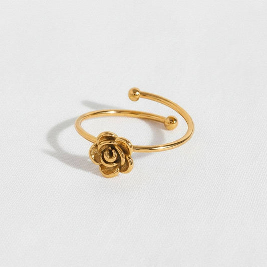paperln - Floral Design Open Ring in Stainless Steel