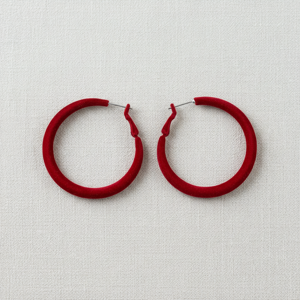 paperln - Red Velvet Geometric Circle Earrings