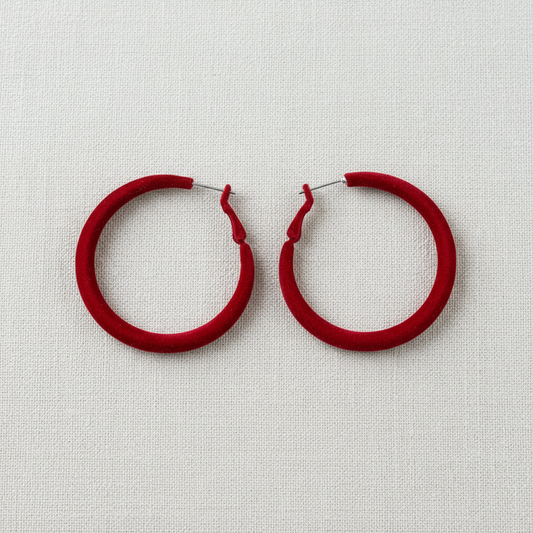 paperln - Red Velvet Geometric Circle Earrings
