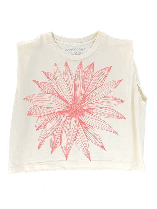 Supermaggie @ Faire - Big Flower Maisie Heavyweight Muscle Tee: Off Black / Lg