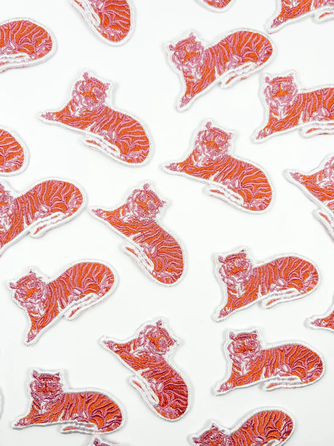 Field Trip Threads - Pink Tiger Embroidered Iron-On Patch for Hat Mascot Nature