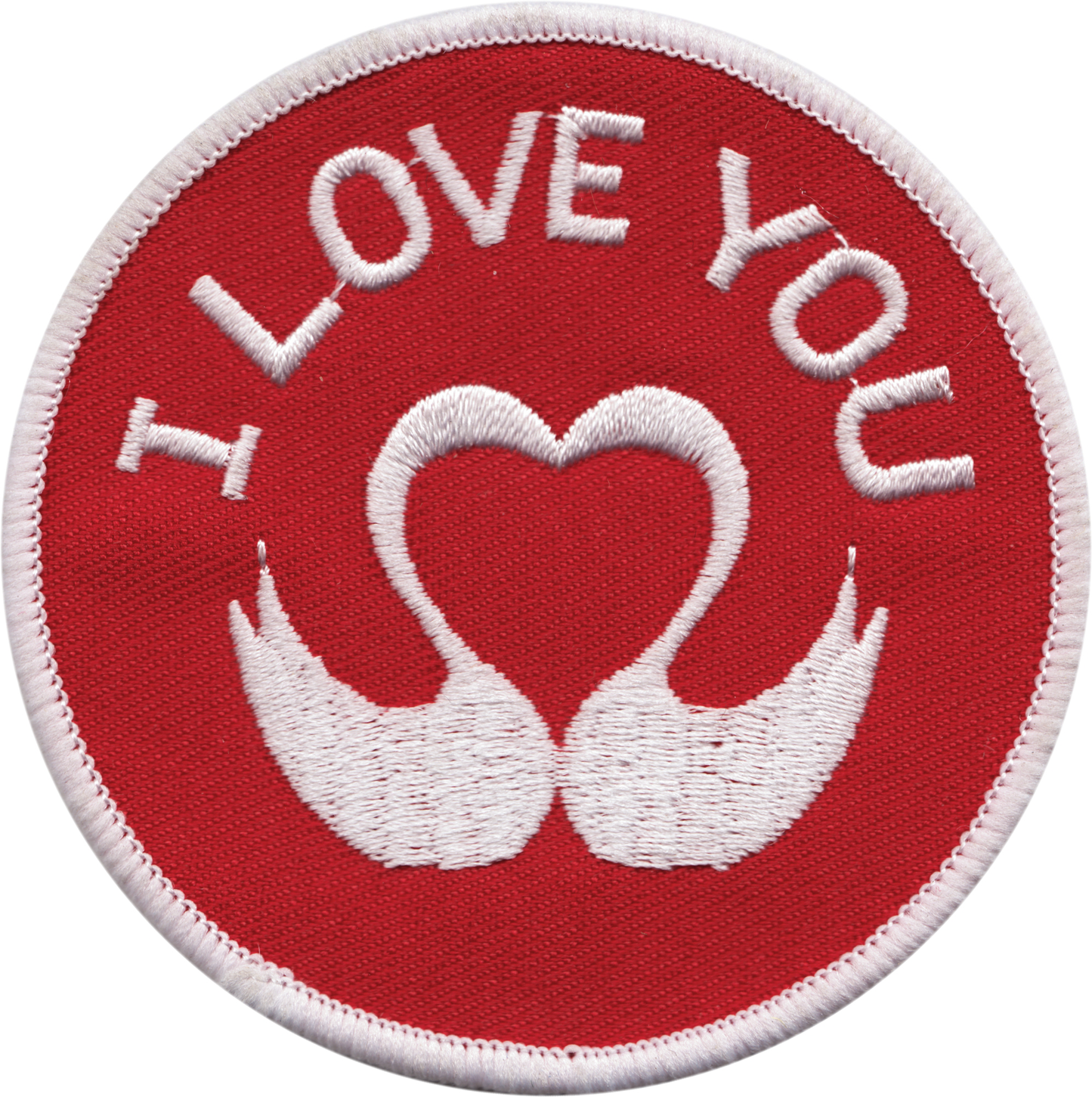 Square Deal Recordings & Supplies - Patch - "I Love You" - With Swans Creating A Heart Symbol