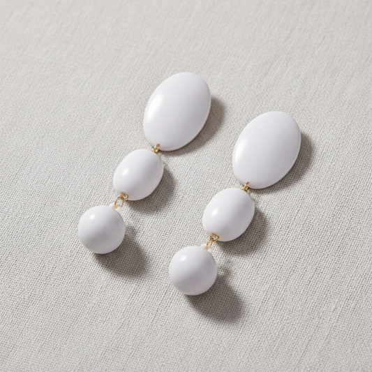 paperln - Acrylic Geometric Oval Silver Stud Earrings