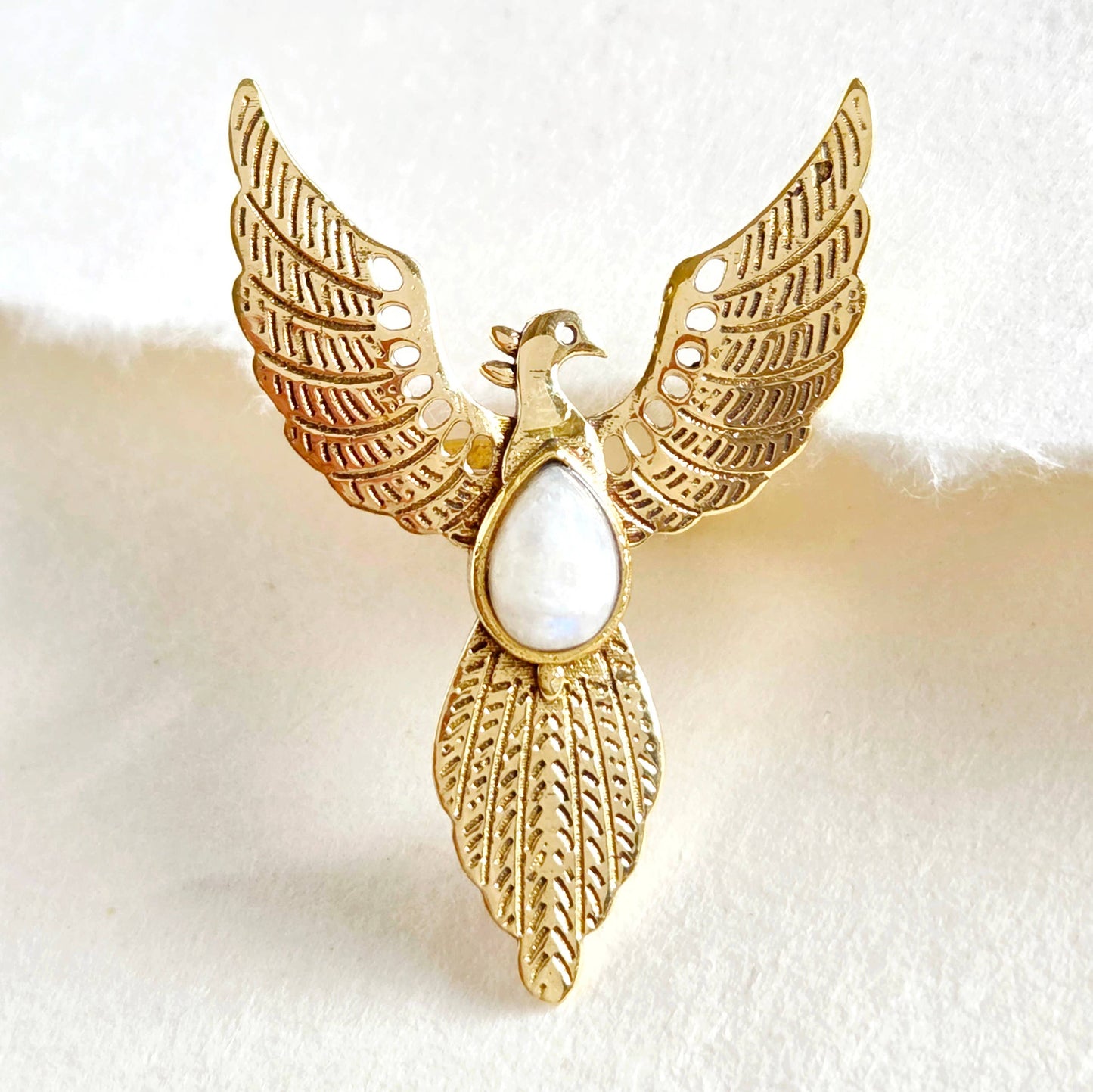 Bisjoux - Brass pheonix ring design handmade onyx moonstone green agat: Onyx