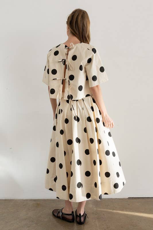 Heyson - JOT1116 Polka Dot Back-Tie Top: CREAM / L