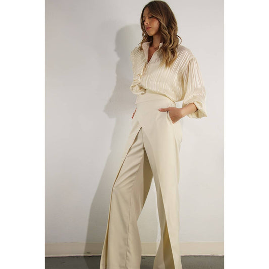 Mulla - FLY AWAY BACK TIE PANTS: CREAM BEIGE / L