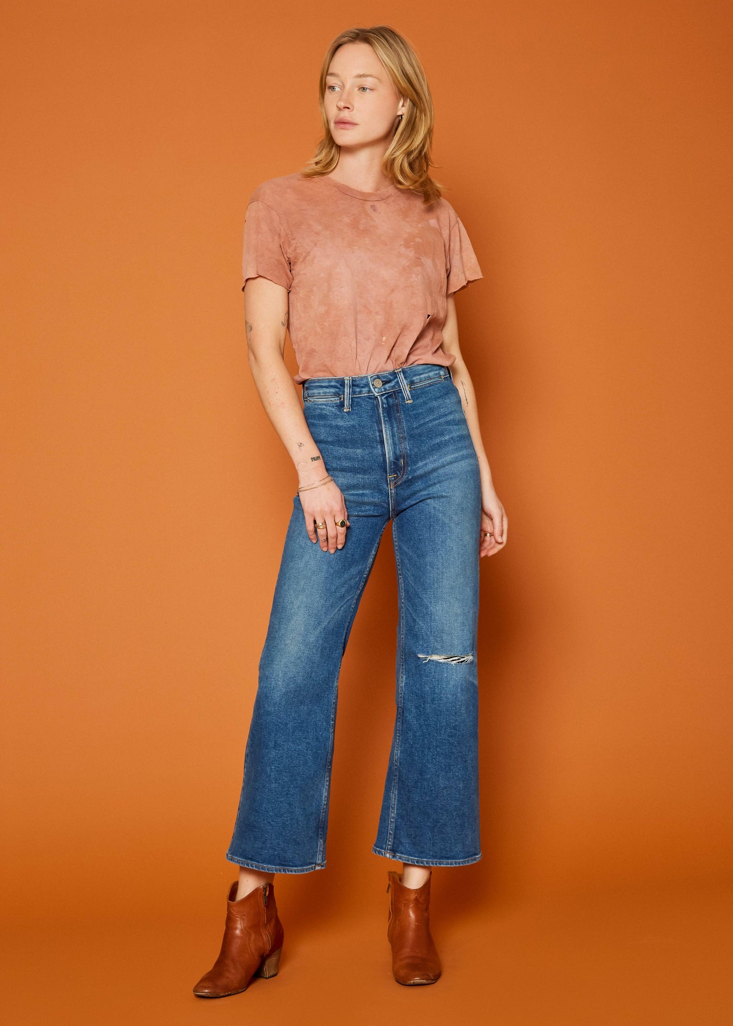 Noend Denim - Queen High Rise Crop Wide Leg Jeans - Hope Wash: Hope / 28