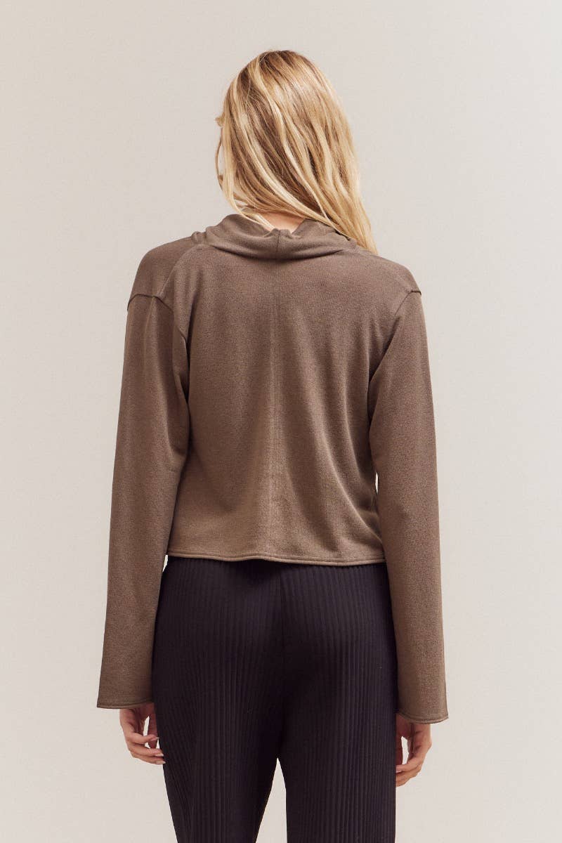 Grade & Gather - 42082 - COWL NECK LOOSE FIT TOP: TAPENADE / Contemporary / LARGE