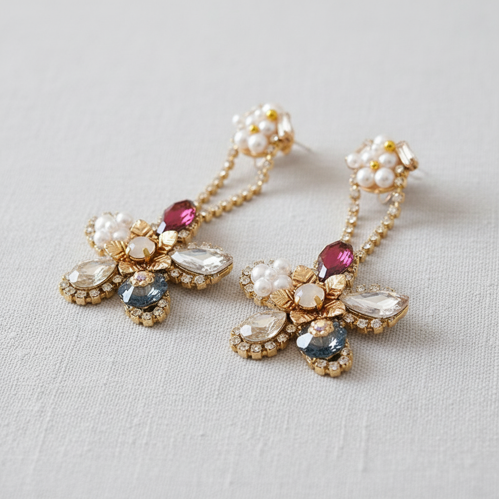 paperln - Zircon Pearl Flower Earrings