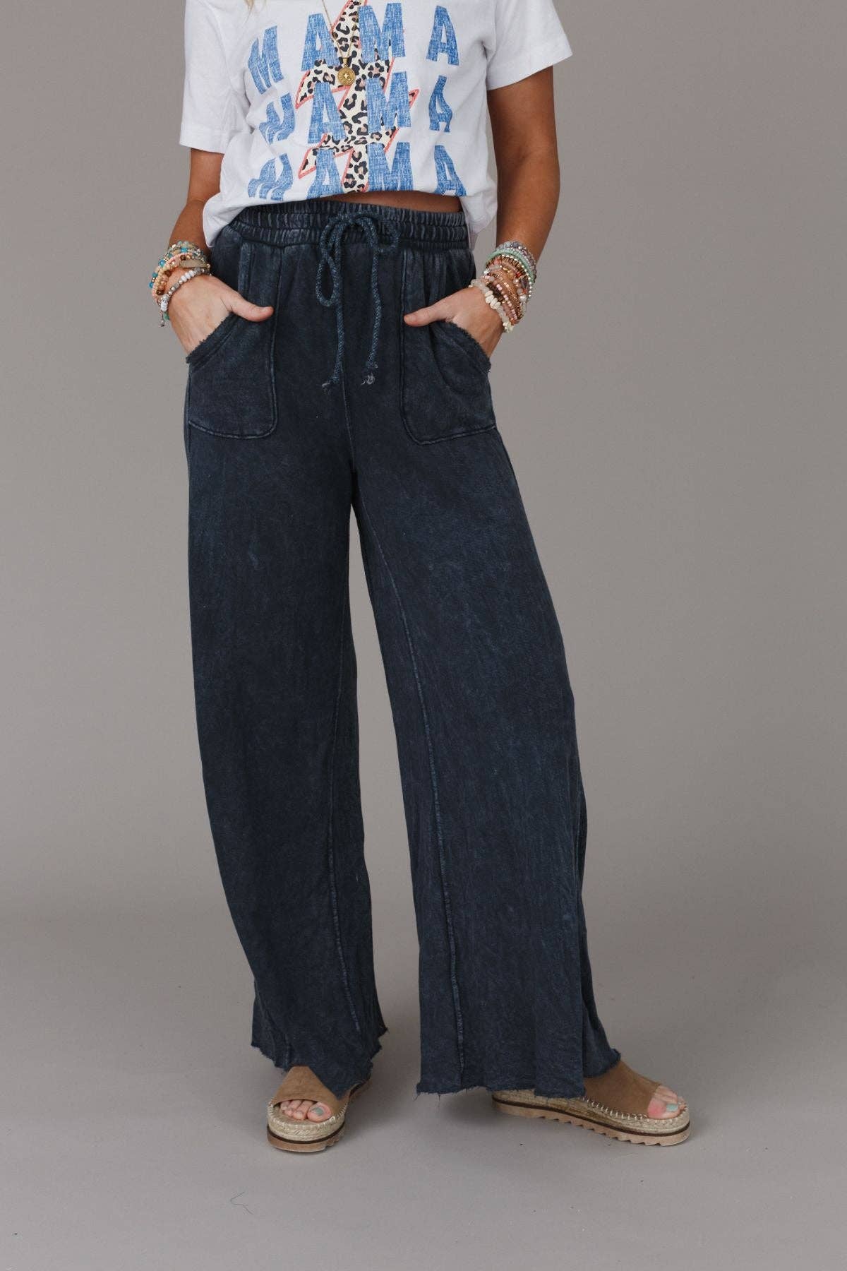 Three Bird Nest - Fall Favorite: Relaxing Robin Wide Leg Pant - New Navy: M