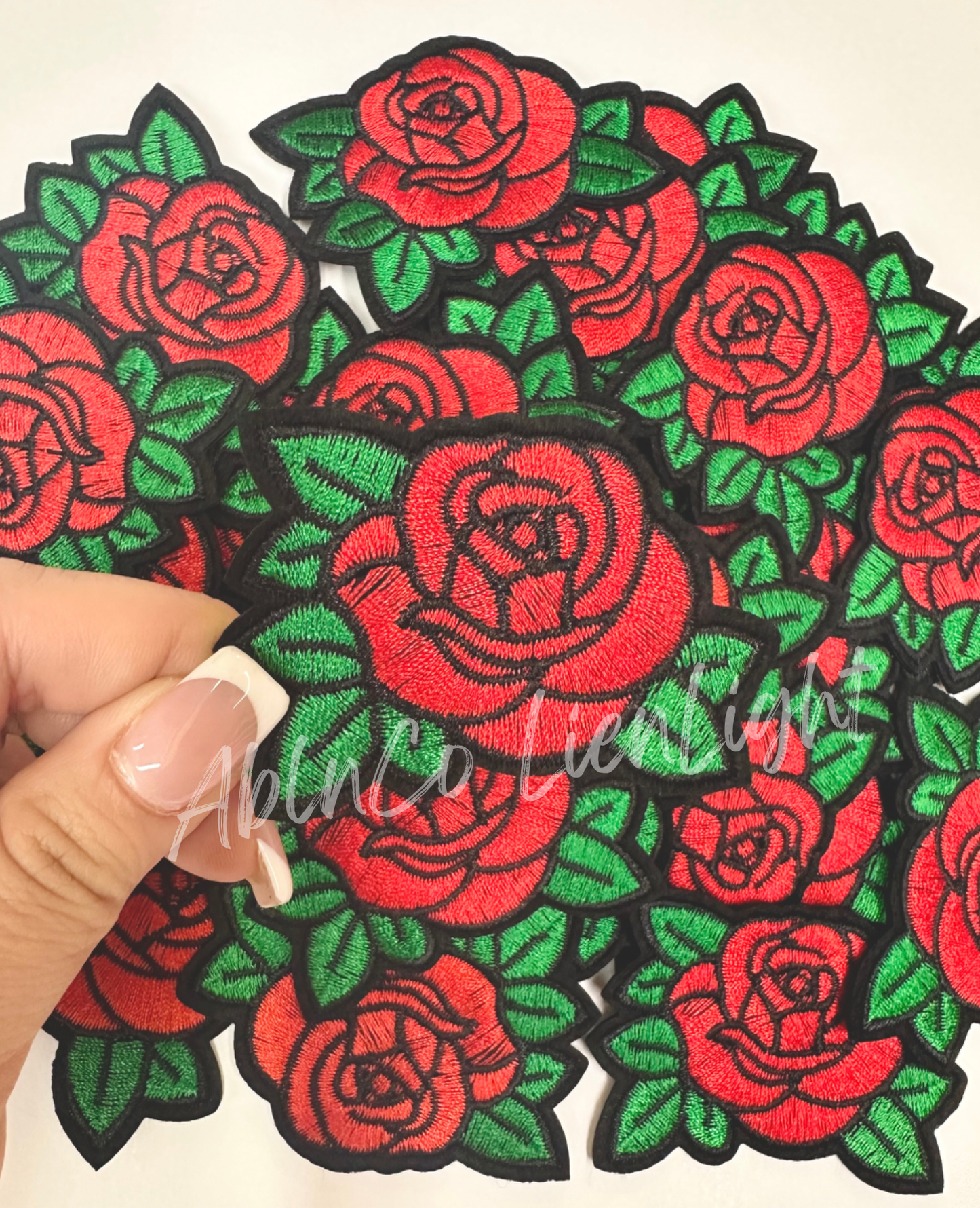 ABLNco - Trucker hat patches 3” red rose embroidery patch
