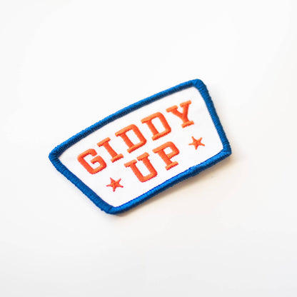 Union Made - Giddy Up Embroidered Iron on Patch - Red, White and Blue: Yes