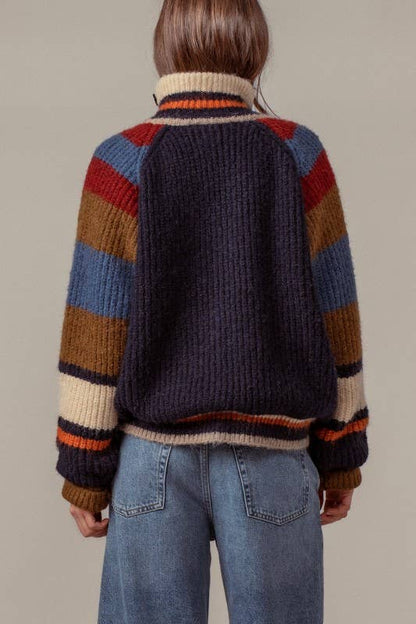 Fashion Week - Plush Fleece-Lined Sweater Cardigan Jacket: Navy / SM-ML/3-3