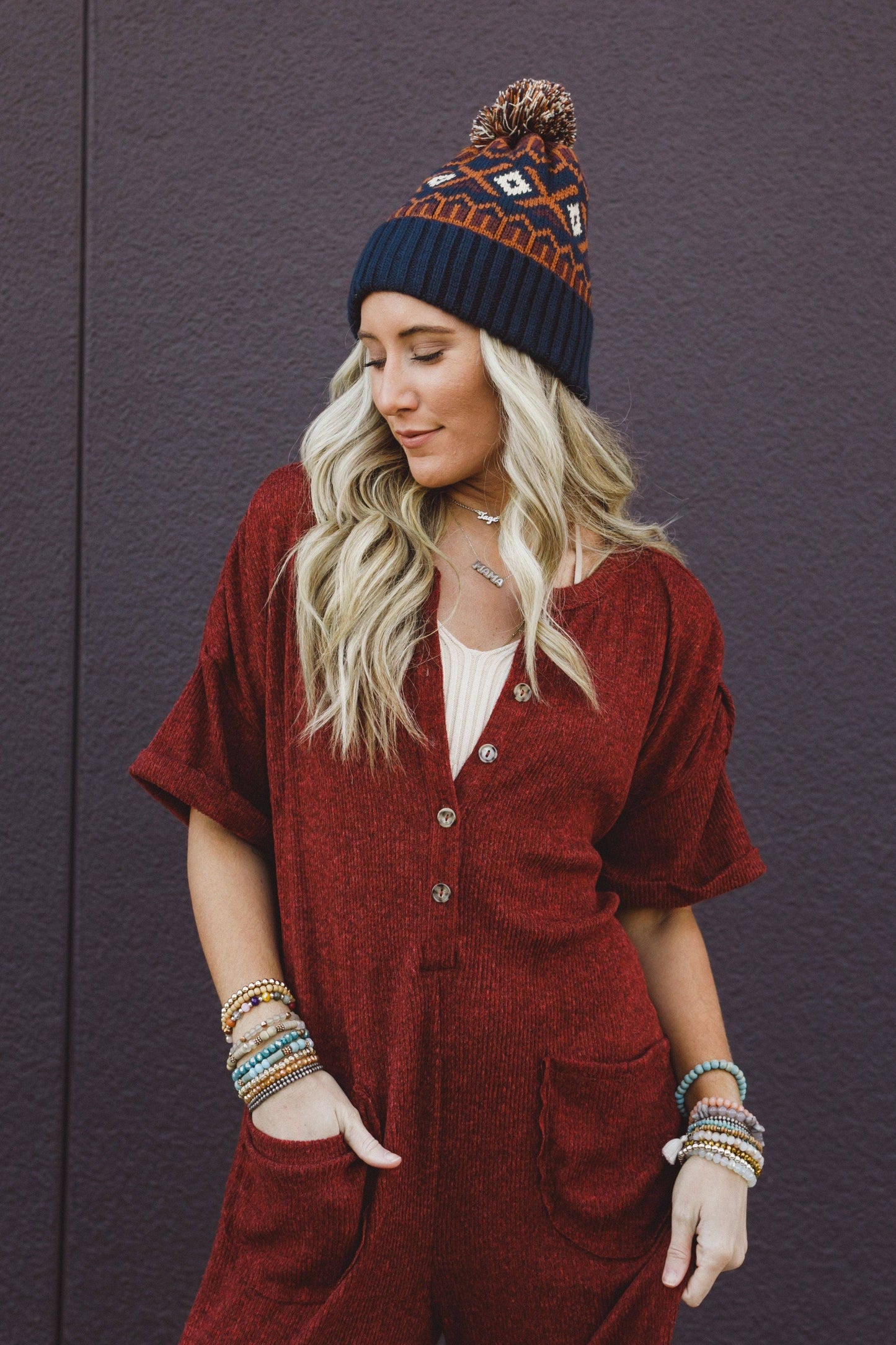 Three Bird Nest - Nili Pom Beanie - Camel Multi: OS