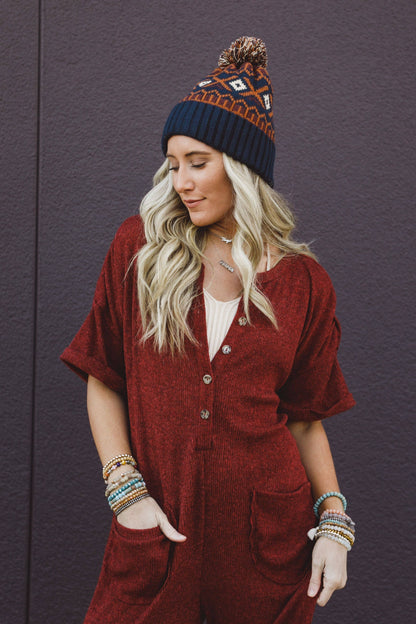 Three Bird Nest - Nili Pom Beanie - Camel Multi: OS