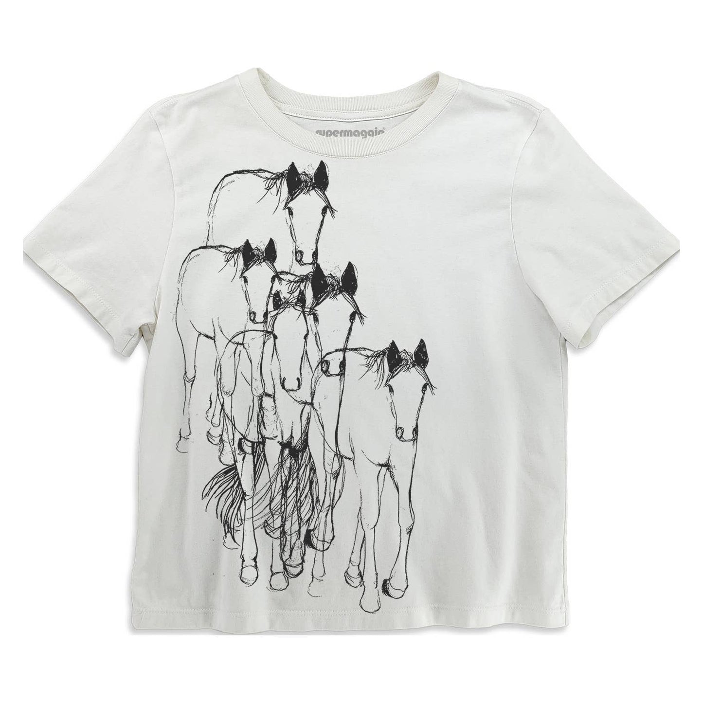 Supermaggie @ Faire - Horses Gwenn Heavyweight Tee: Off Black / Sm