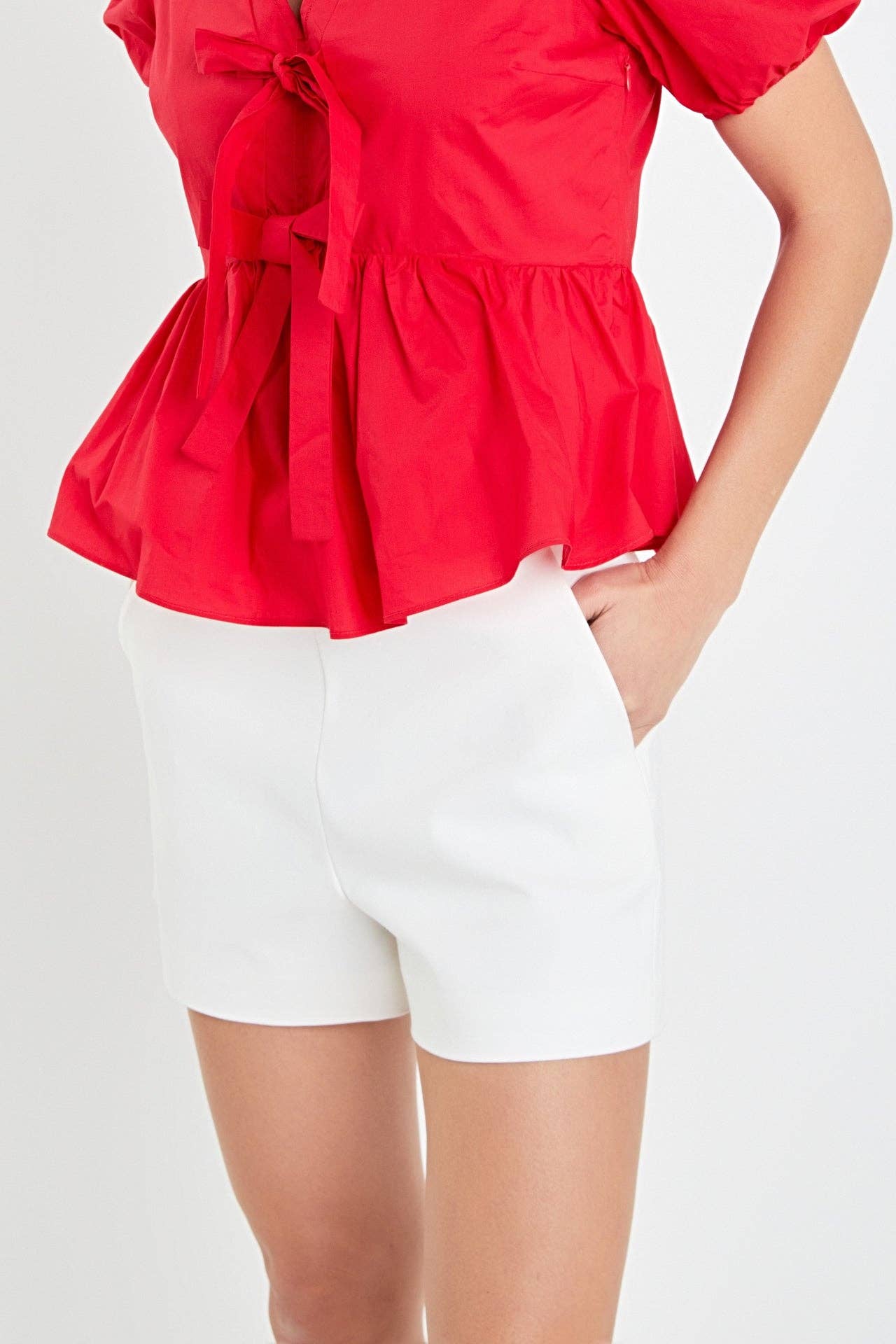 English Factory - High Waisted Mini Shorts: IVORY / L