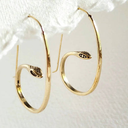 Bisjoux - Brass snake serpent hoop earrings small handcrafted