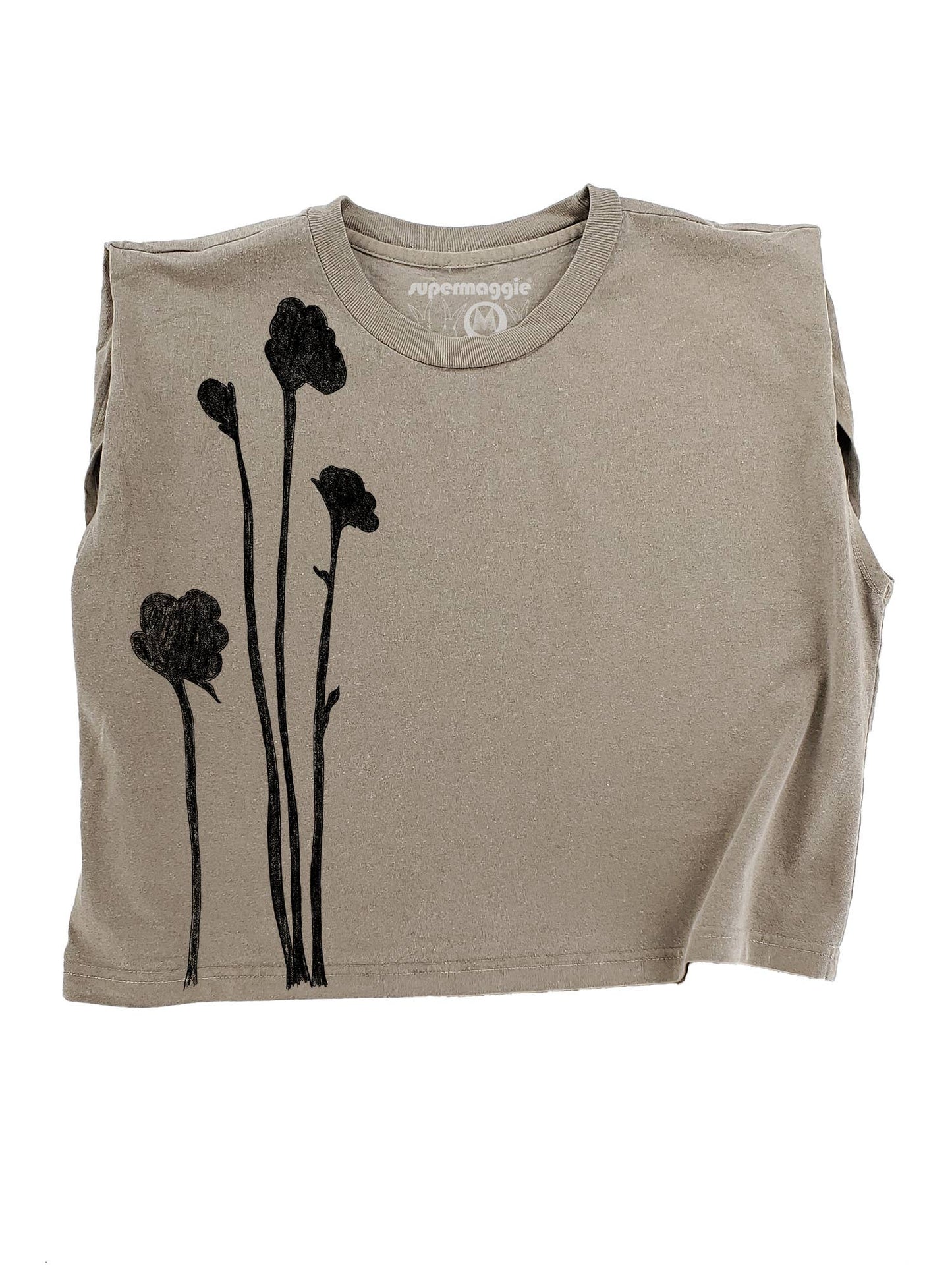 Supermaggie @ Faire - Shadow Flowers Maisie Heavyweight Muscle Tee: Off White / Md