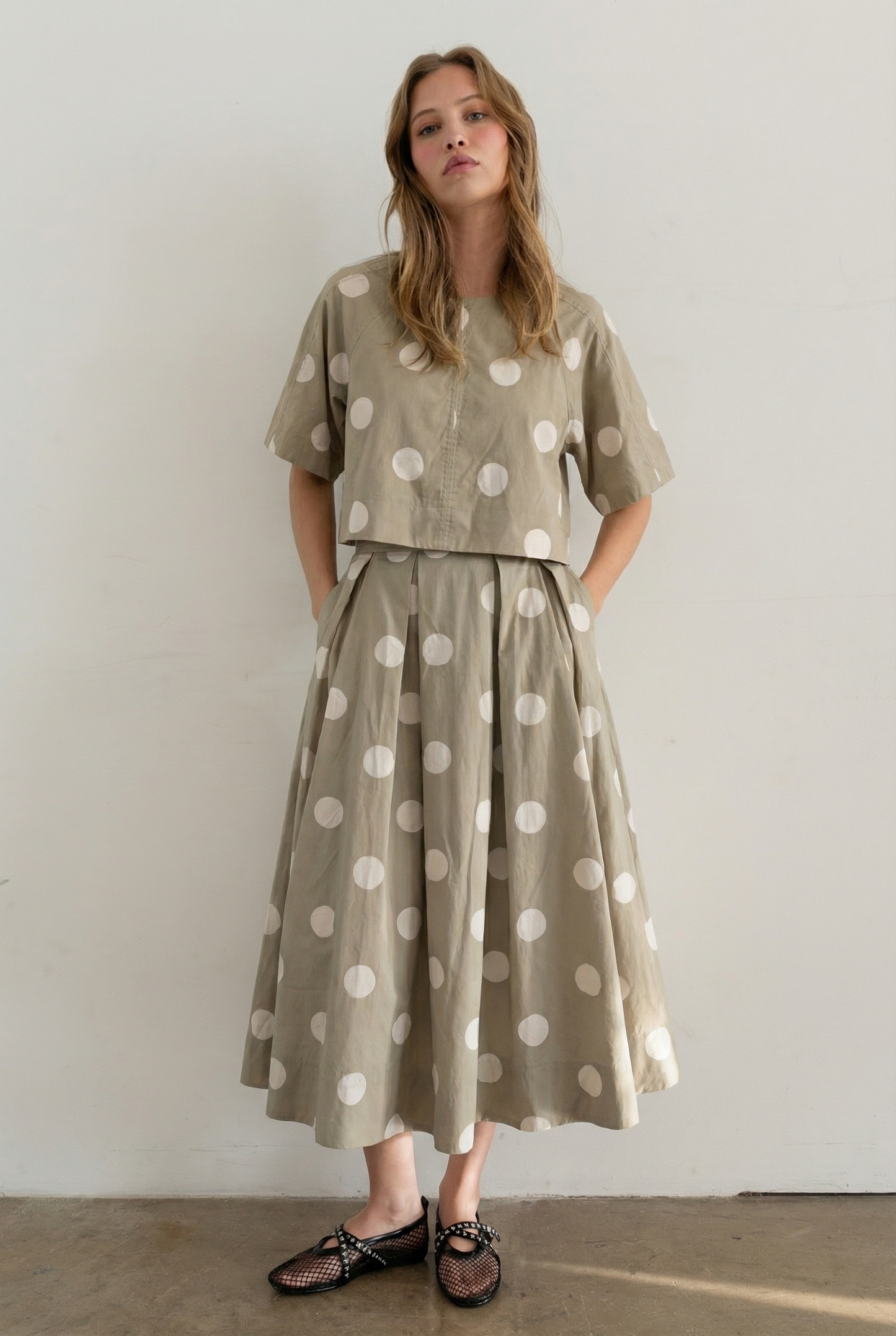 Heyson - JOT1116 Polka Dot Back-Tie Top: CREAM / S