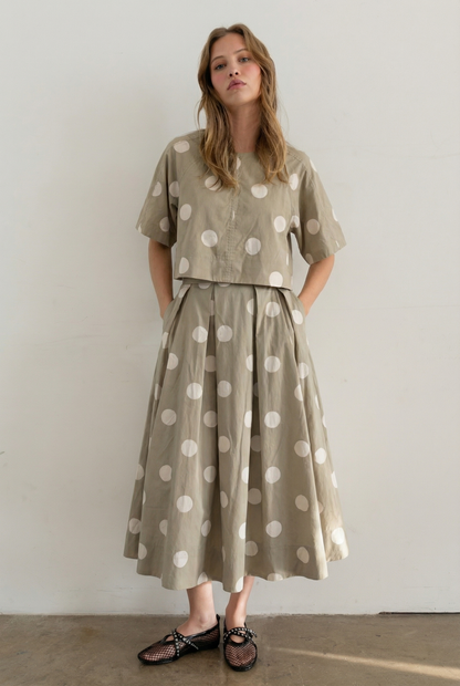 Heyson - JOT1116 Polka Dot Back-Tie Top: CREAM / S