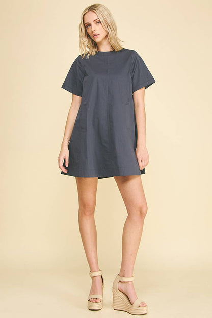 PINCH - TUNIC MINI DRESS WITH TUCKED DETAIL AT BACK - 6756D: DEEP NAVY / S