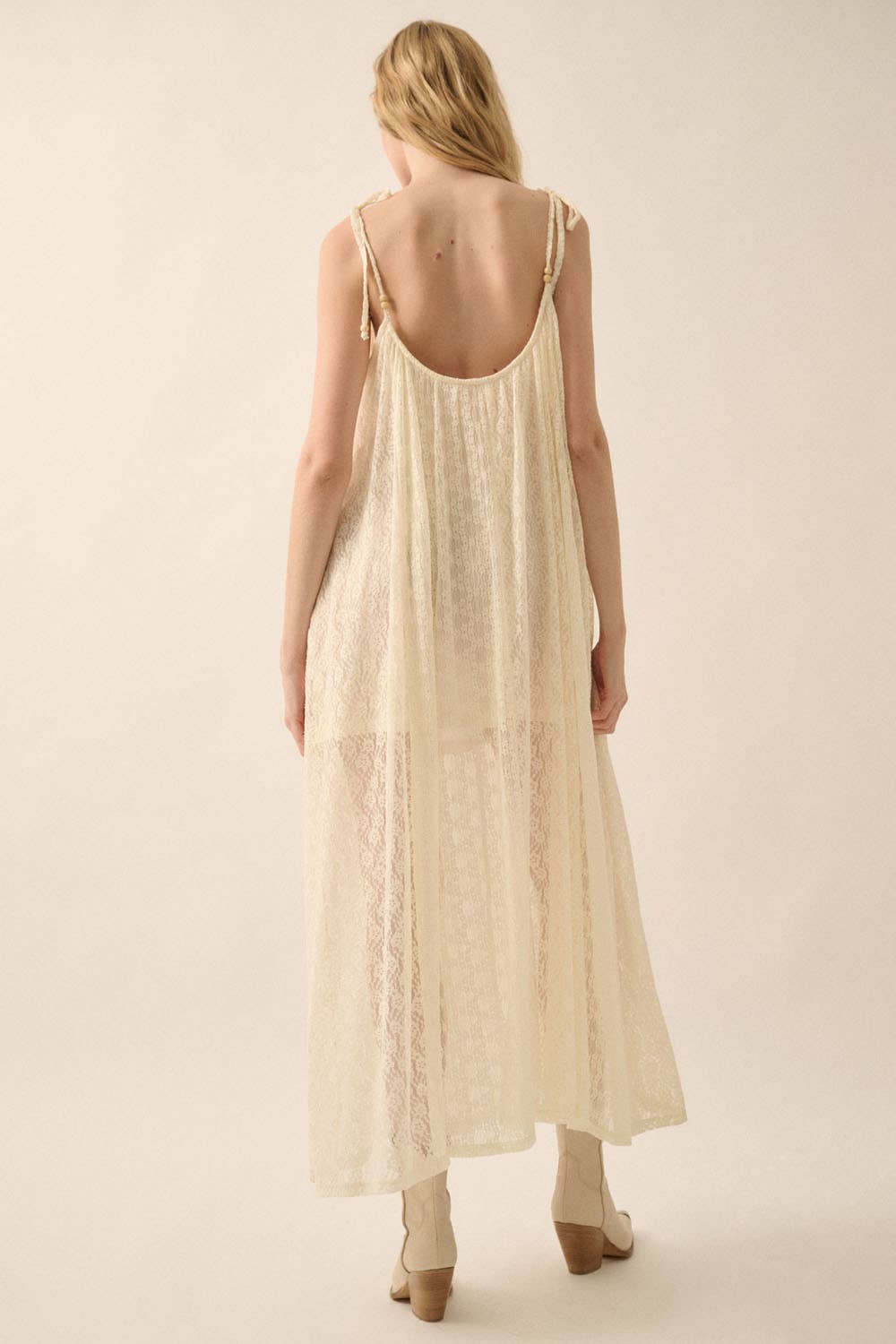Promesa USA - Floral Lace Paneled Maxi Dress: CREAM / S