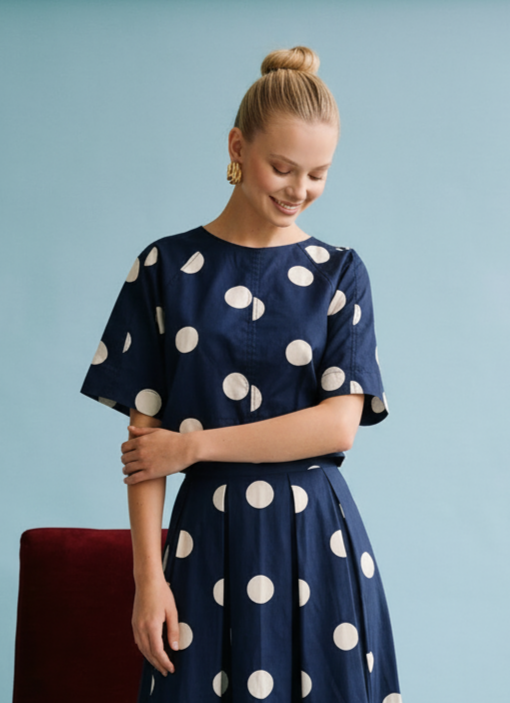 Heyson - JOT1116 Polka Dot Back-Tie Top: CREAM / L