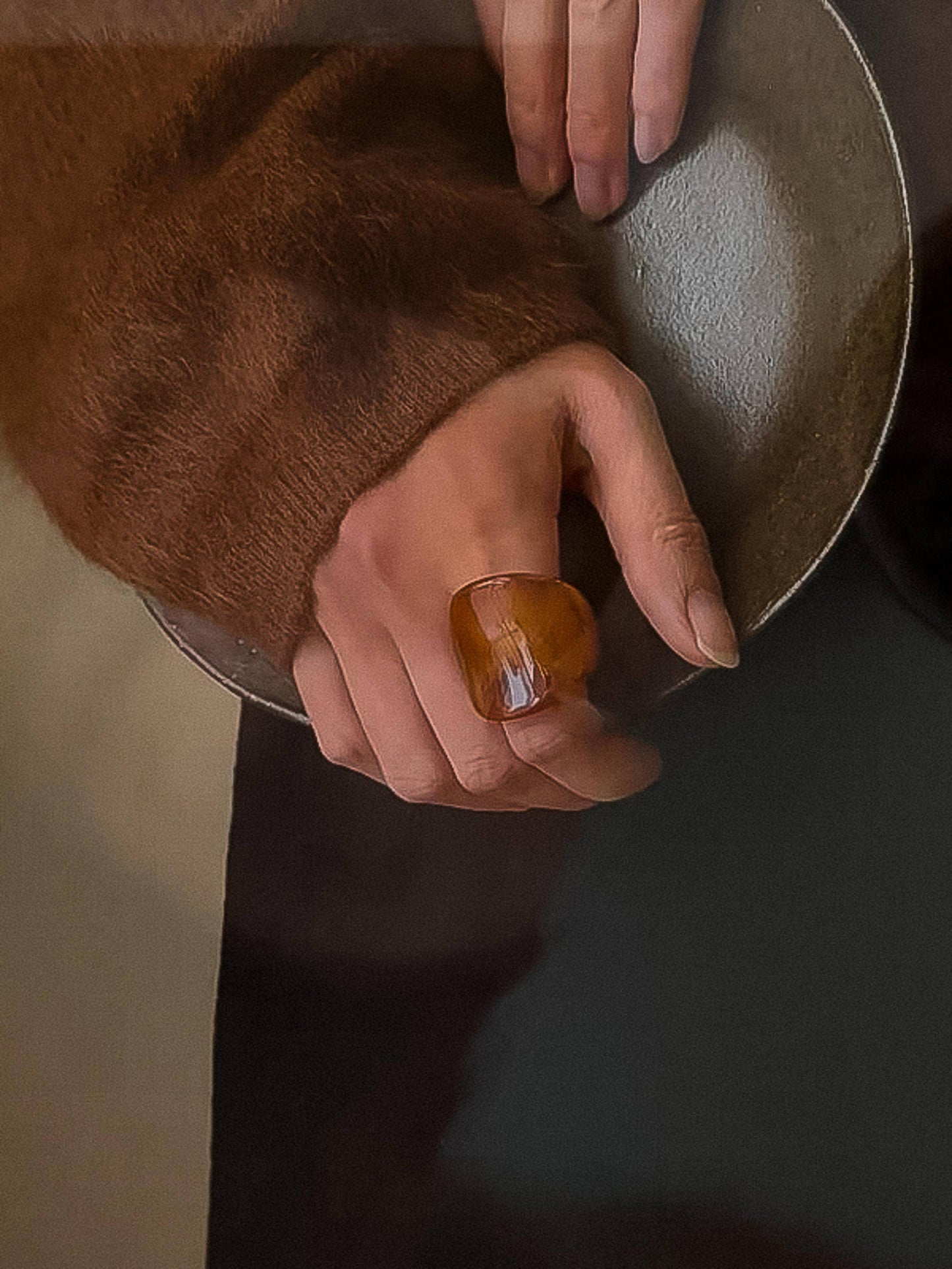 Flânerie by MAIQ - Doris Retro Vintage Chunky Statement Rings: Brown / 8