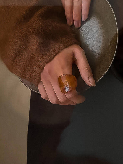Flânerie by MAIQ - Doris Retro Vintage Chunky Statement Rings: Brown / 7