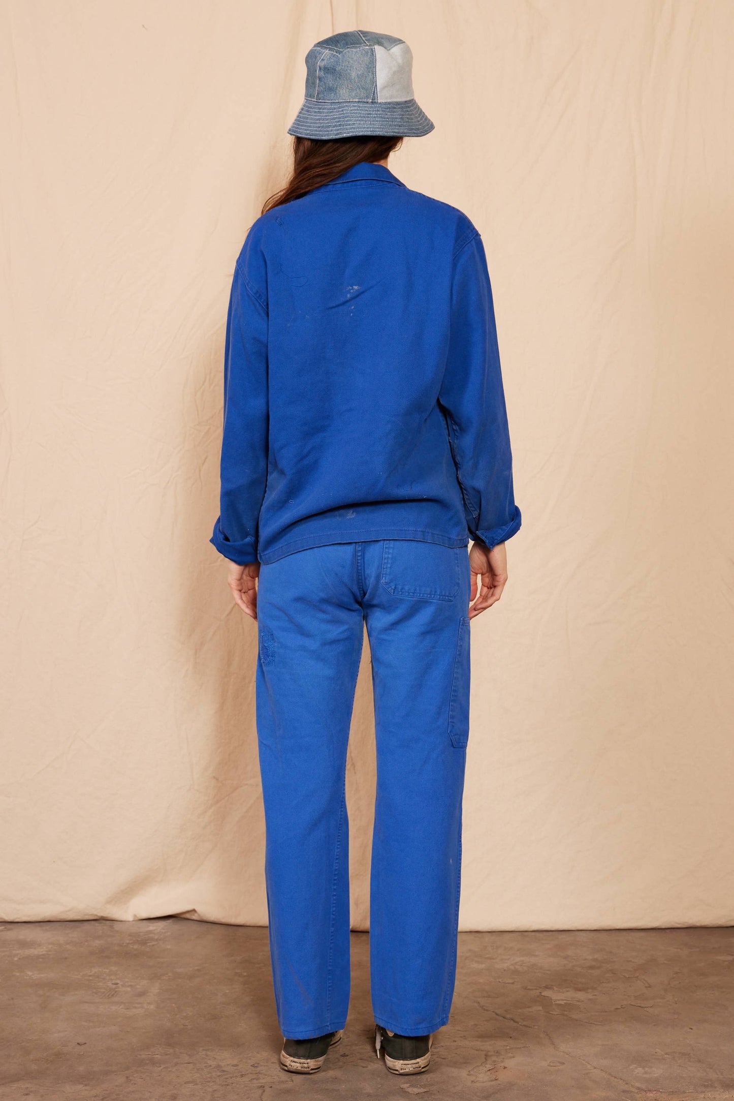 People Of Leisure - 1960's Reworked Vintage Cepovett Blue Bucatti Chore Coat: Medium