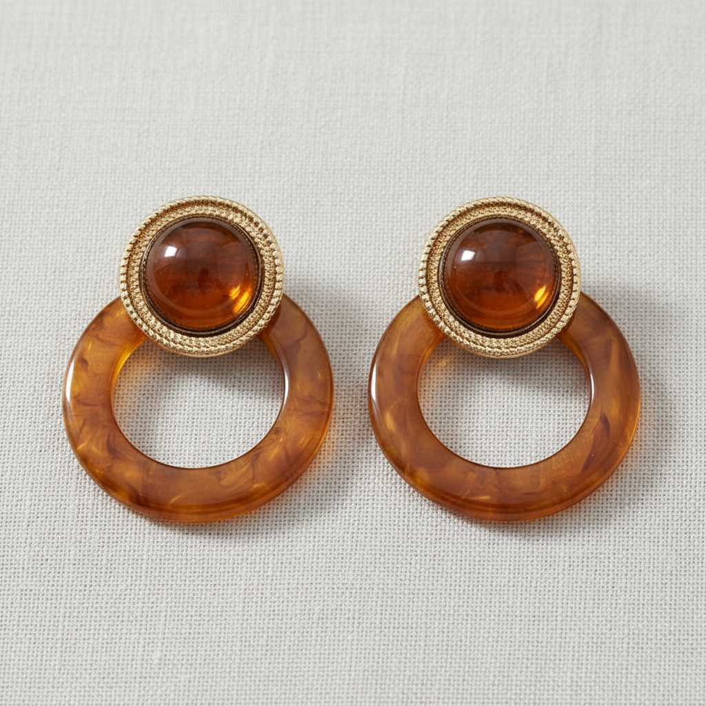 paperln - Vintage Resin Geometric Circle Earrings