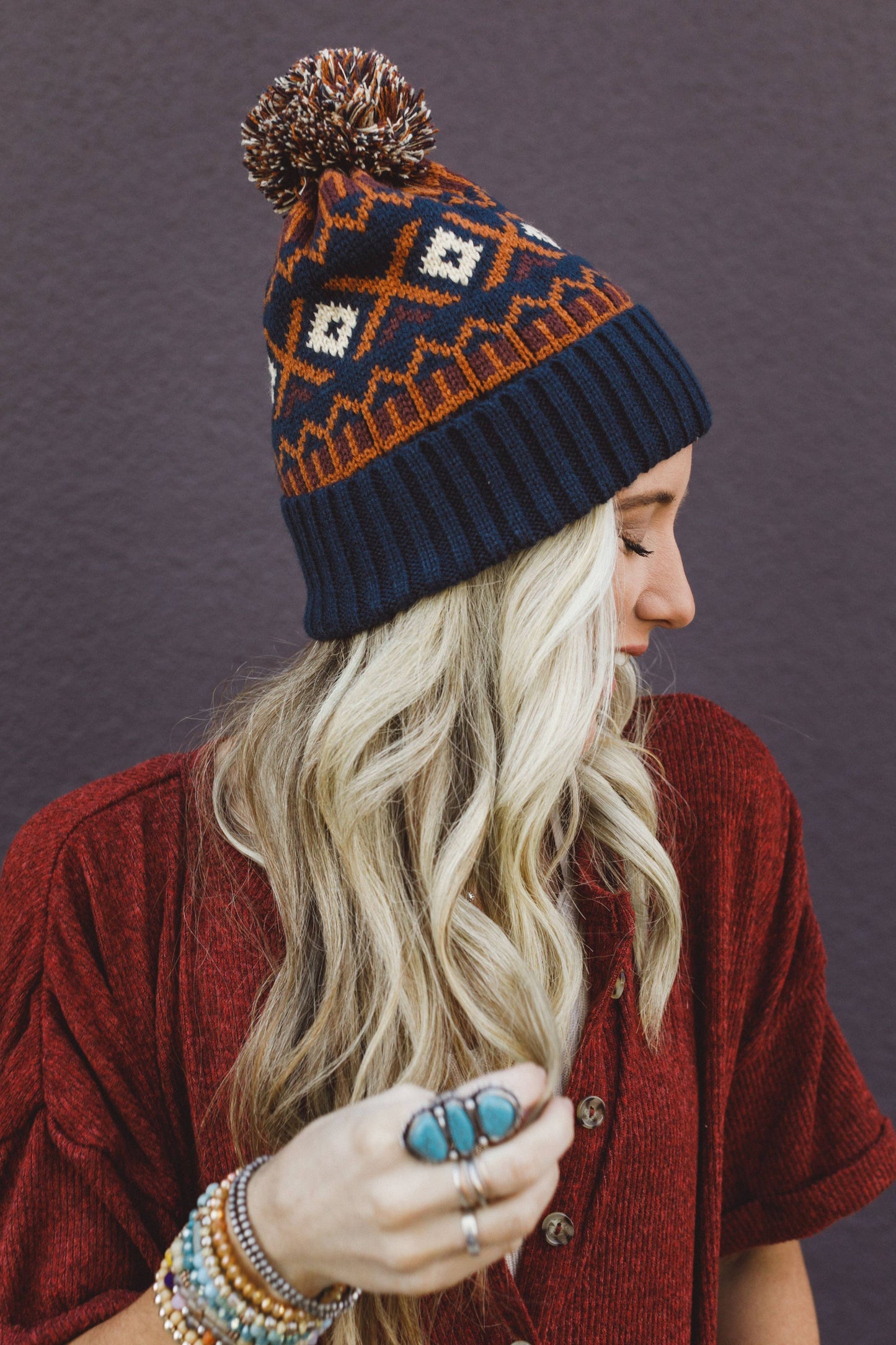 Three Bird Nest - Nili Pom Beanie - Camel Multi: OS