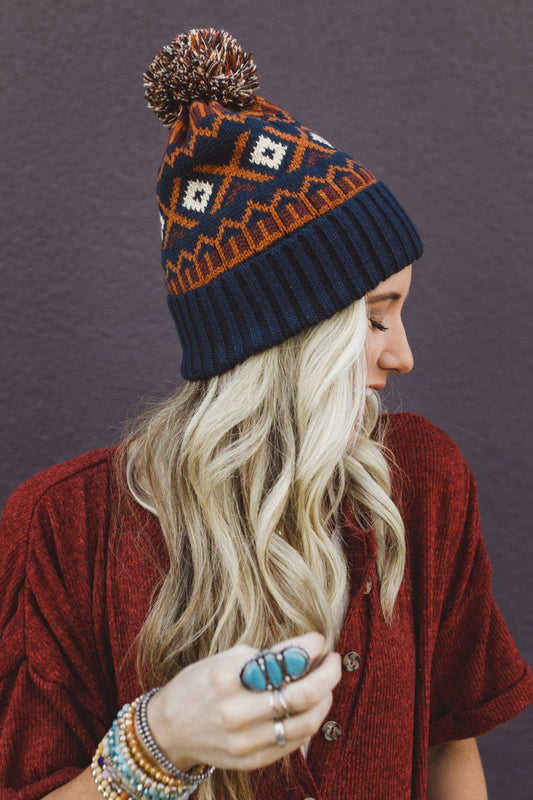 Three Bird Nest - Nili Pom Beanie - Camel Multi: OS