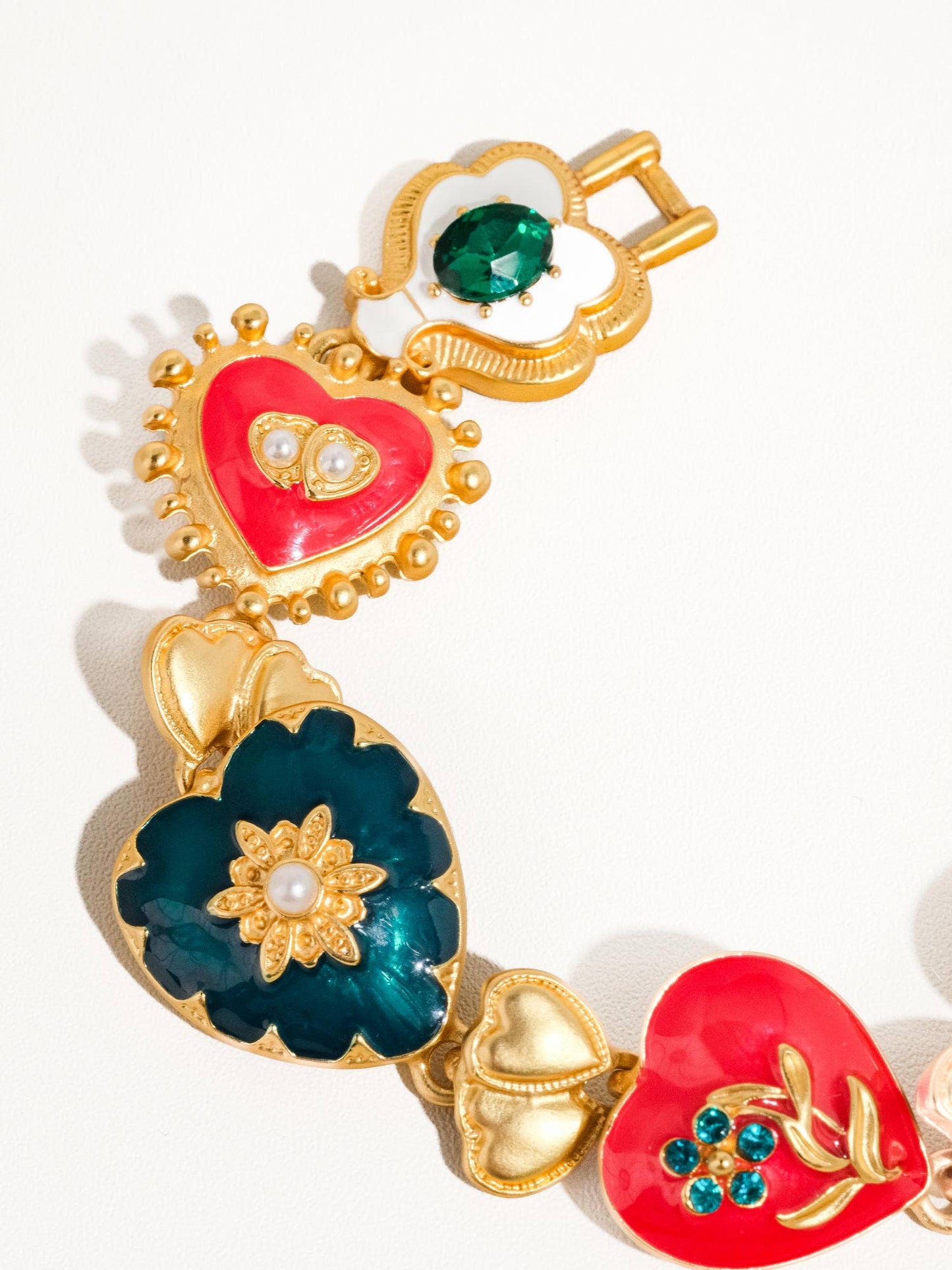 Flânerie by MAIQ - Elysian 18K Gold Boho Baroque Heart Color Bracelet: Multi-Colored