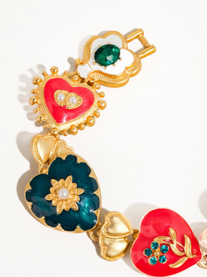 Flânerie by MAIQ - Elysian 18K Gold Boho Baroque Heart Color Bracelet: Multi-Colored